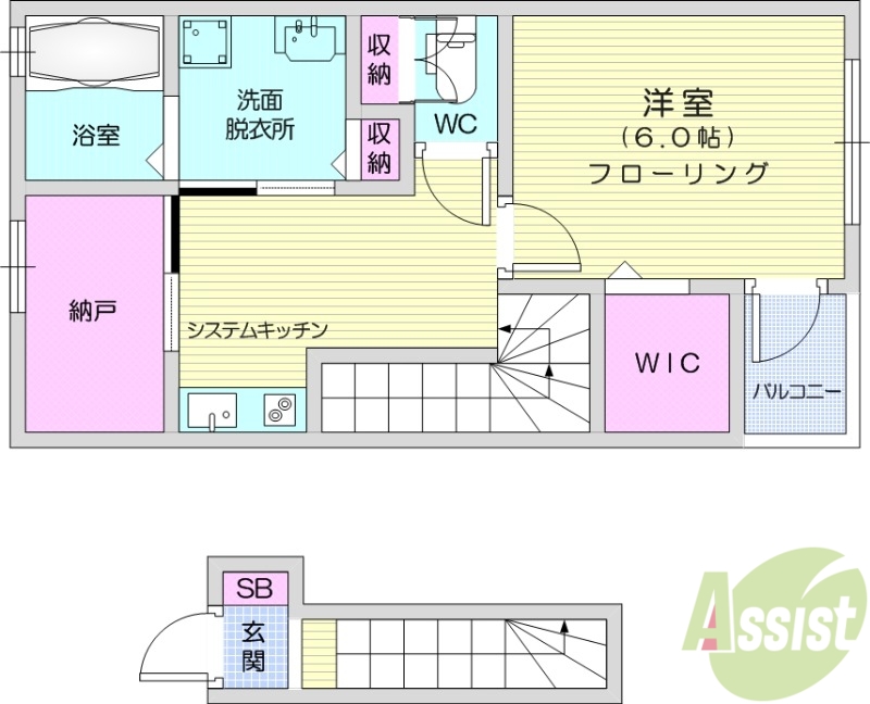 岩沼市たけくまのアパートの間取り