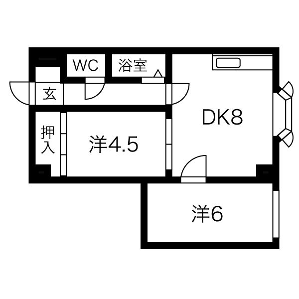 小樽市長橋のアパートの間取り