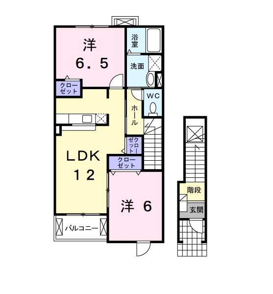 旭市ロ　旭駅徒歩8分　2LDKの間取り