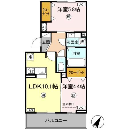 宇土市北段原町のアパートの間取り