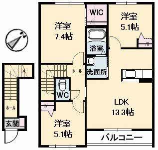 シャルムハイツ　Ｂ棟の間取り