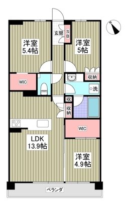 三郷市三郷のマンションの間取り