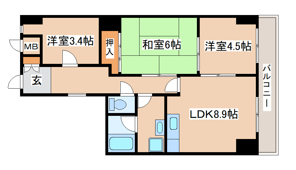 【コスモアベニュー新長田の間取り】