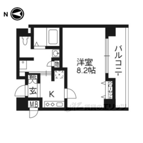 京都市下京区大宮町のマンションの間取り