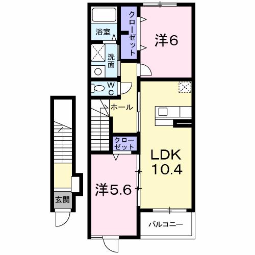 唐津市菜畑のアパートの間取り