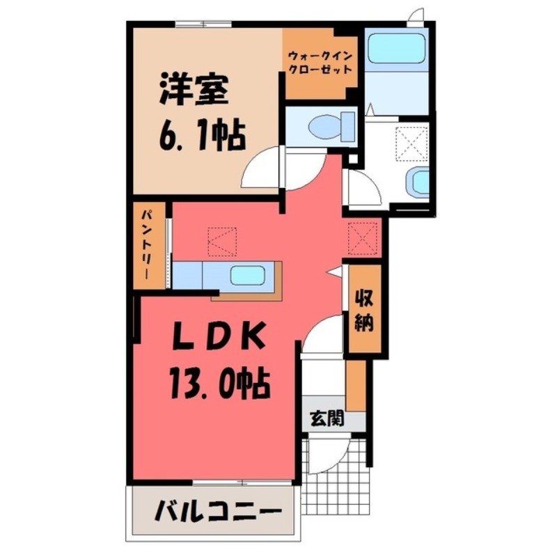 栃木市大平町下皆川のアパートの間取り