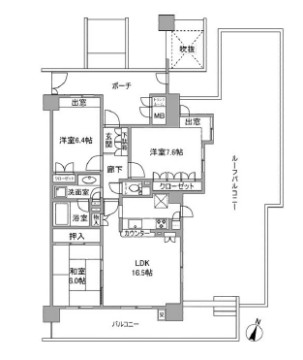 【豊中市新千里南町のマンションの間取り】