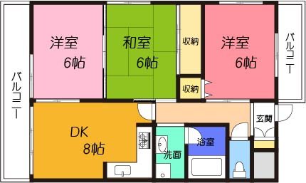 高槻市奈佐原元町のマンションの間取り