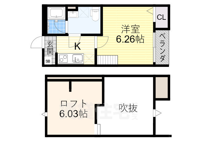 堺市北区百舌鳥本町のアパートの間取り