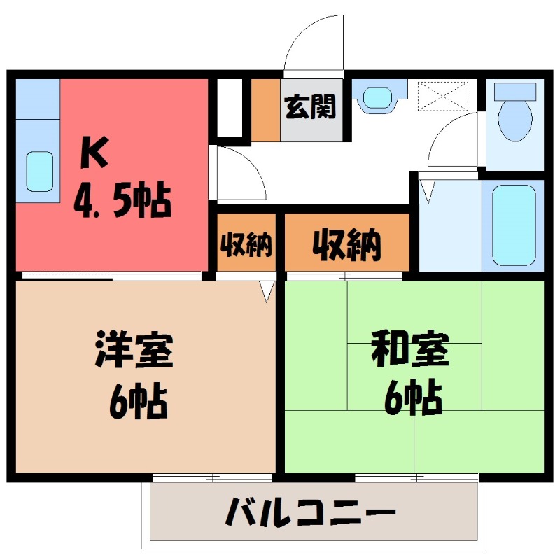 宇都宮市泉が丘のアパートの間取り