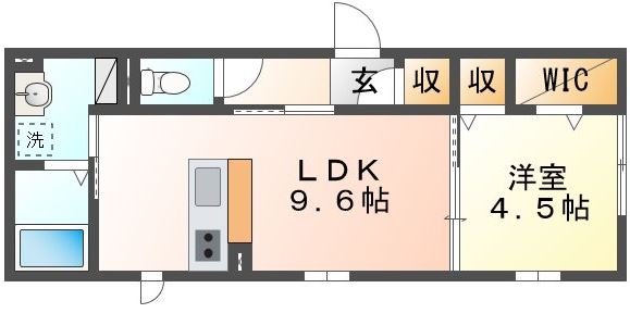 岡山市北区桑田町のアパートの間取り