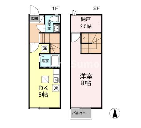 福岡市博多区春町のアパートの間取り