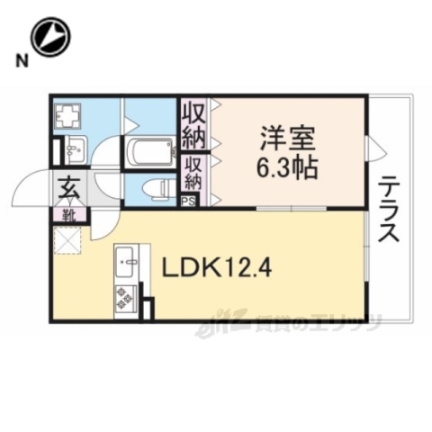 生駒市萩の台のアパートの間取り