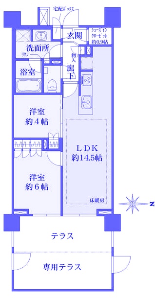 【川崎市中原区上新城のマンションの間取り】