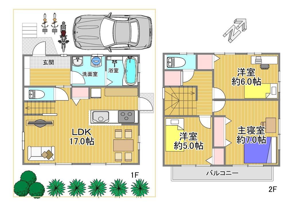 【大穴北2丁目戸建の間取り】