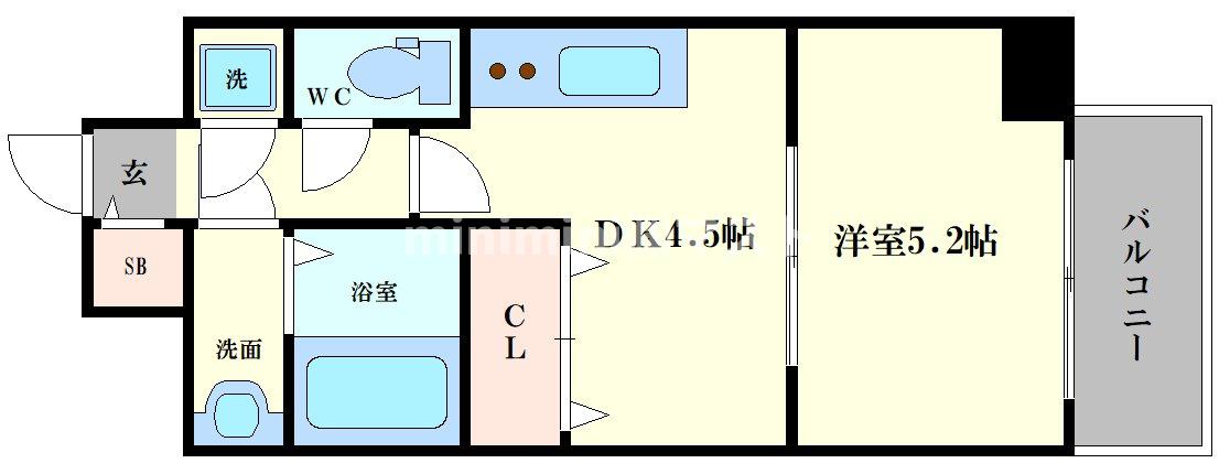 大阪市港区市岡元町のマンションの間取り