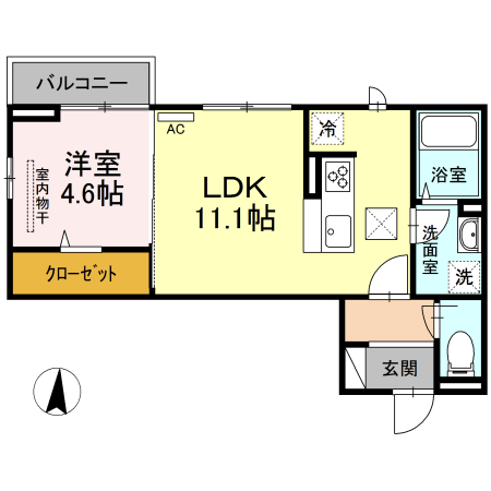 福山市引野町のアパートの間取り