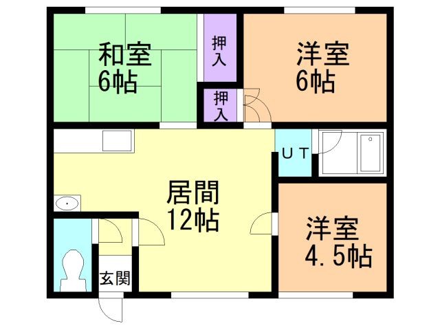 函館市谷地頭町のアパートの間取り