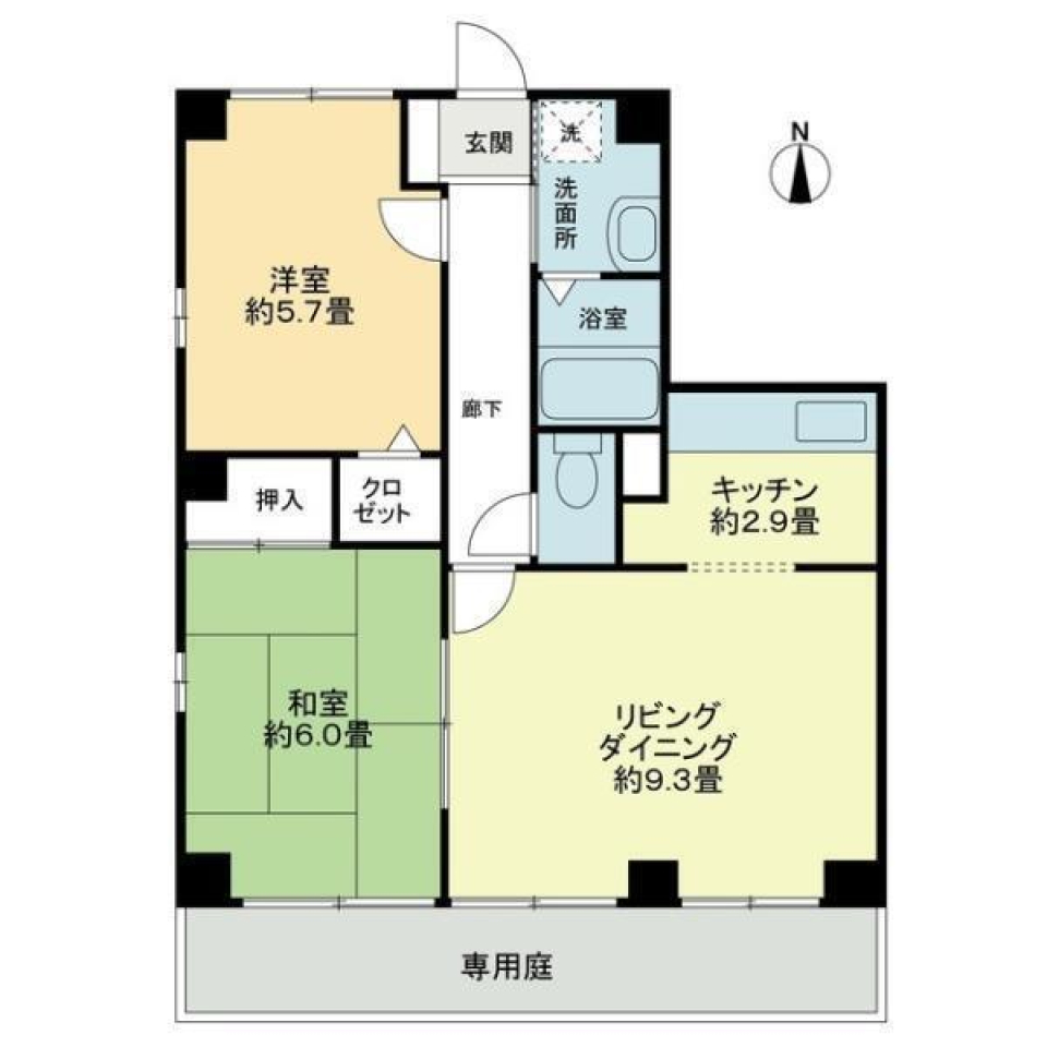 松山市余戸中のマンションの間取り