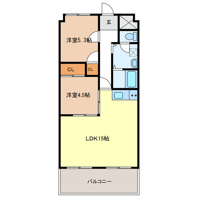 鈴鹿市岡田のマンションの間取り