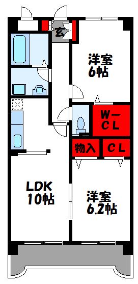 宗像市田熊のマンションの間取り