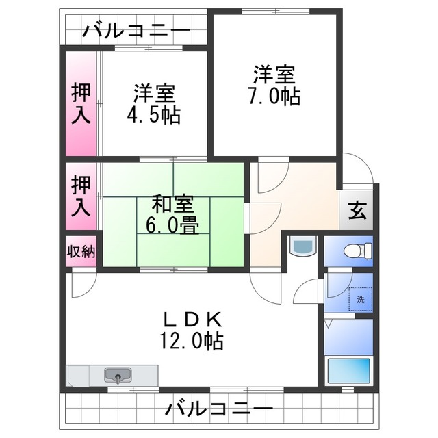 海南市岡田のマンションの間取り