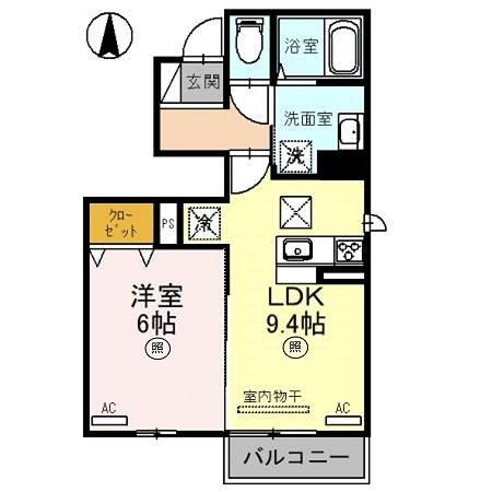 京都市北区上賀茂豊田町のアパートの間取り