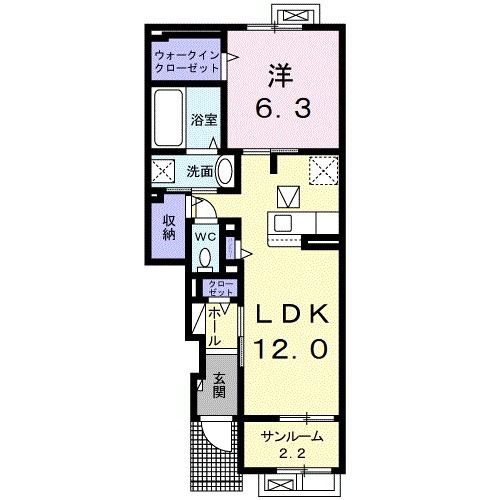 【長野市川中島町四ツ屋のアパートの間取り】