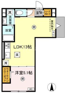 足立区竹の塚のアパートの間取り