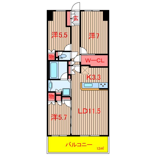 船橋市坪井東のマンションの間取り