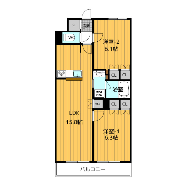 昭島市中神町のマンションの間取り