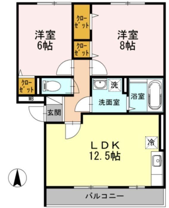 日野市旭が丘のアパートの間取り