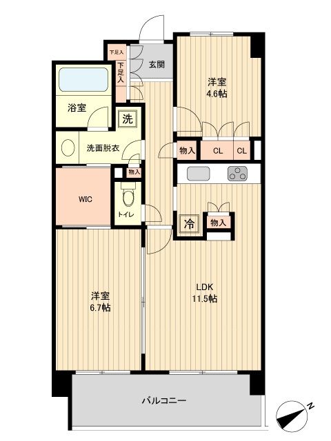 世田谷区若林のマンションの間取り