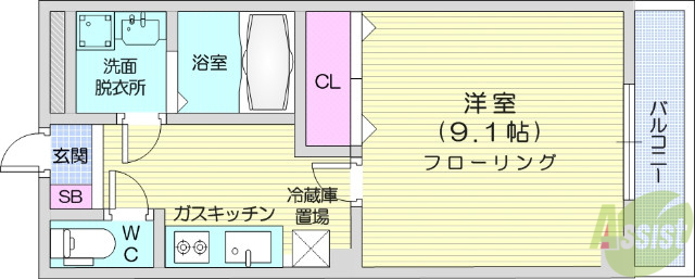 仙台市宮城野区岩切のマンションの間取り