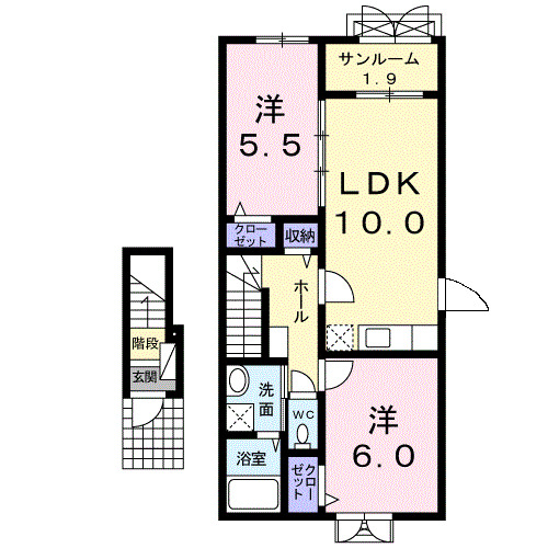 長岡市高見町のアパートの間取り