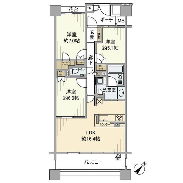 千葉市美浜区高洲のマンションの間取り