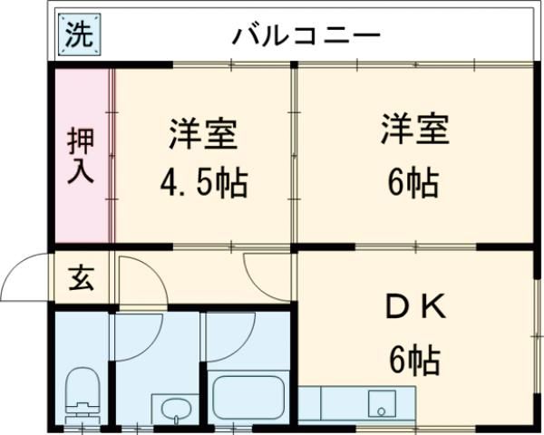 京都市西京区桂南巽町のマンションの間取り