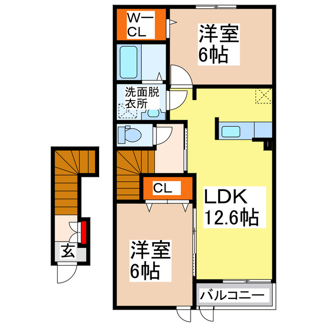 熊本市南区富合町小岩瀬のアパートの間取り