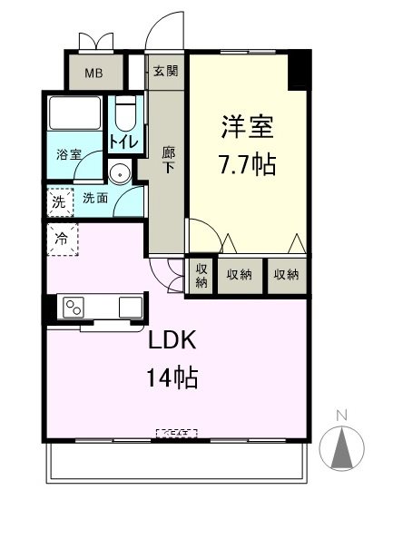 塩尻市大字大門のマンションの間取り