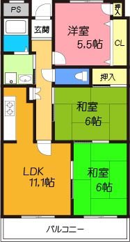 高槻市宮田町のマンションの間取り