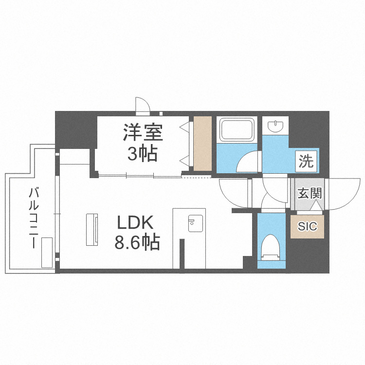 レオンコンフォート難波クレアの間取り