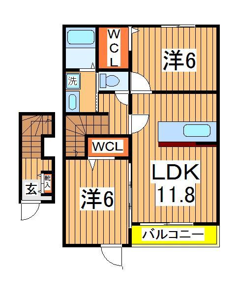 白井市富塚のアパートの間取り