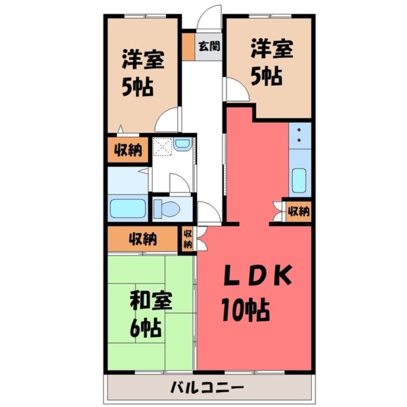 宇都宮市元今泉のマンションの間取り