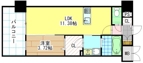 北九州市八幡東区荒生田のマンションの間取り