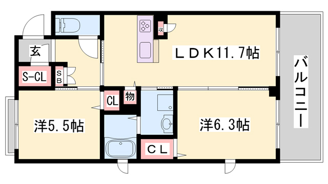 【三木市加佐のマンションの間取り】