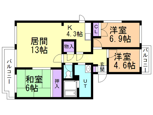 伏見タウンハウスＦの間取り