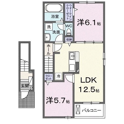 伊丹市瑞穂町のアパートの間取り