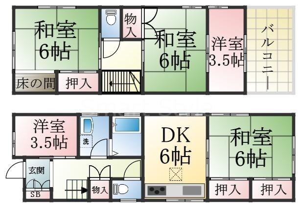 【大黒町3丁目戸建貸家の間取り】