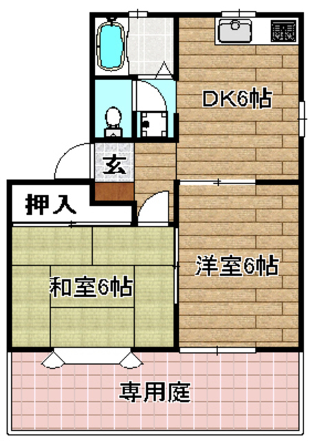 【高槻市芝生町のアパートの間取り】