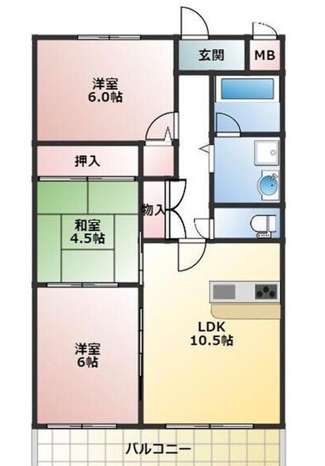 【八尾市南本町のマンションの間取り】